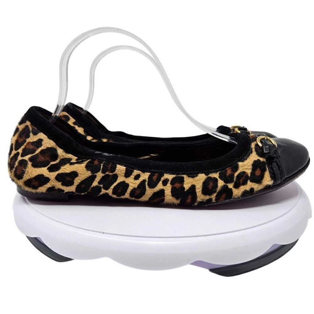 AGL Monika Cap Toe Ballet Flats Shoes Leopard Print Women’s Size 10 Calf Hair